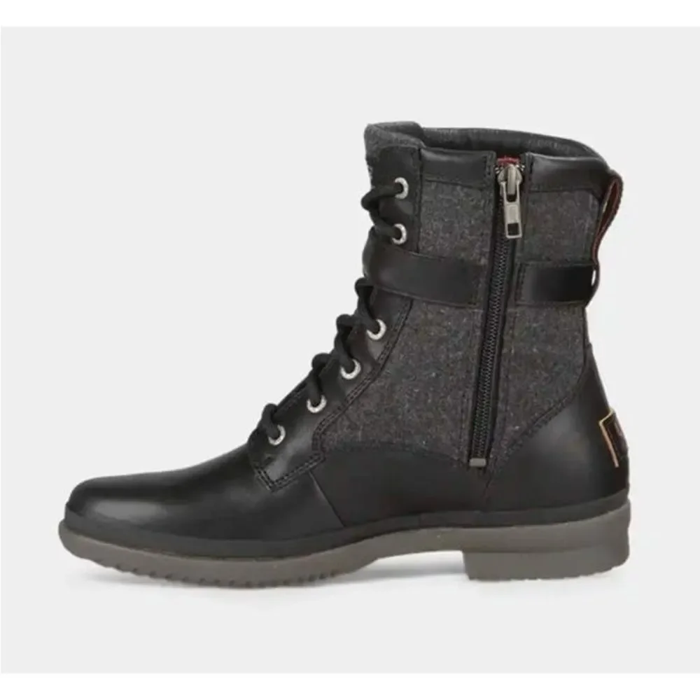 UGG Kesey Waterproof Black Leather Combat Boots - Picture 6 of 6